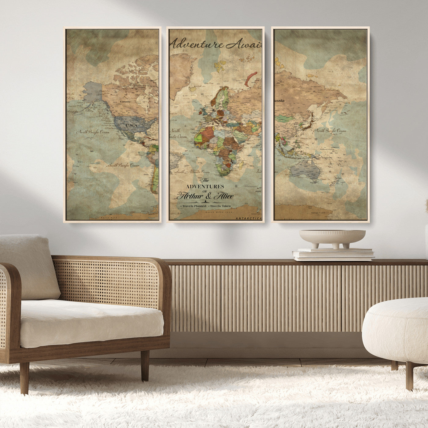 60798273-MGV-CV-30X20-Custom Push Pin World Map Wall Canvas Print – Personalized Travel Tracker with Pins – Framed Custom Quotie Canvas for Home Office Decor