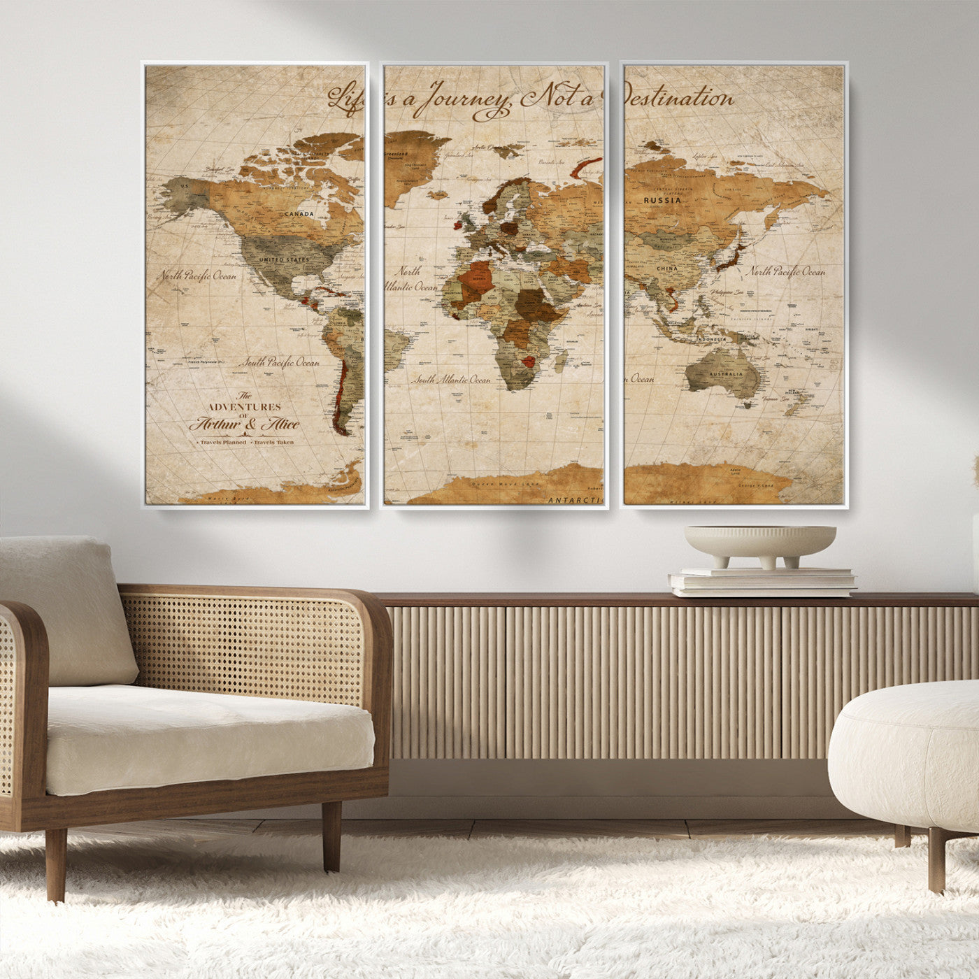 79036691-MGV-CV-30X20-Custom Push Pin World Map Wall Canvas Print – Personalized Travel Tracker with Pins – Framed Custom Quotie Canvas for Home Office Decor