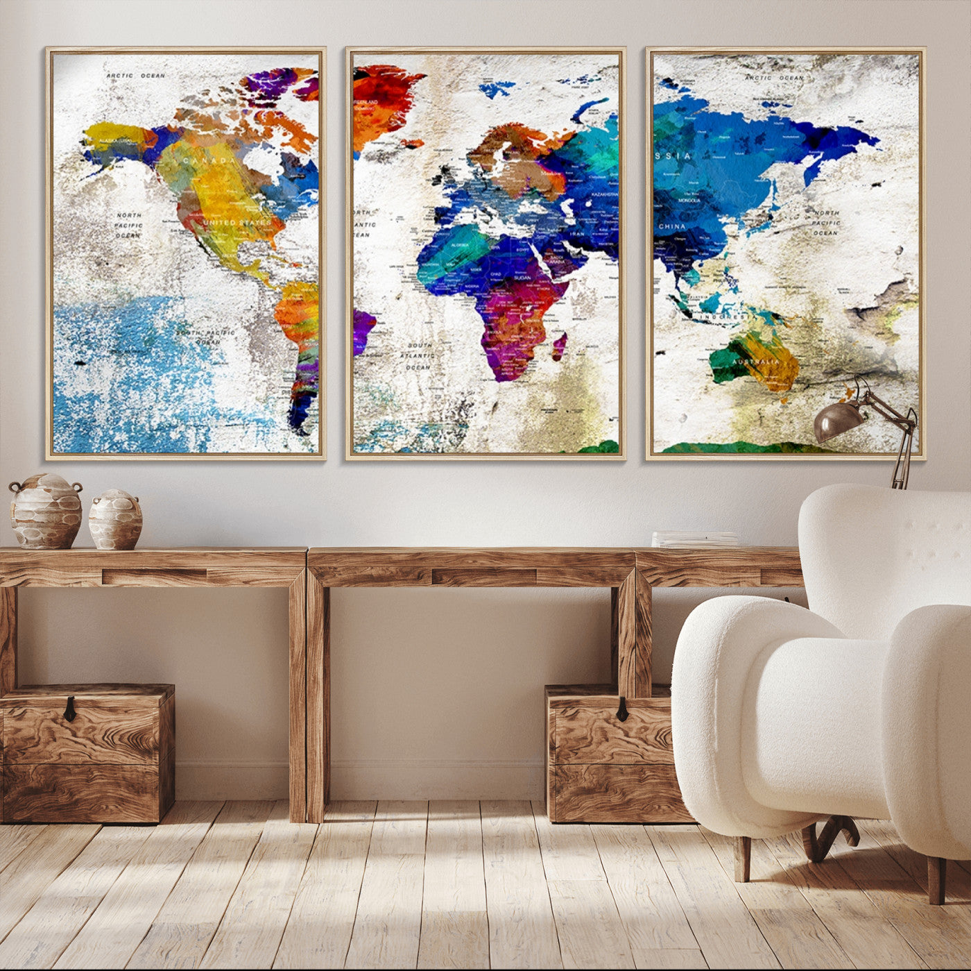Push Pin World Map Canvas Print – Framed Wall Art for Couples to Track Their Travels – Anniversary Gift or Home Adventure Decor