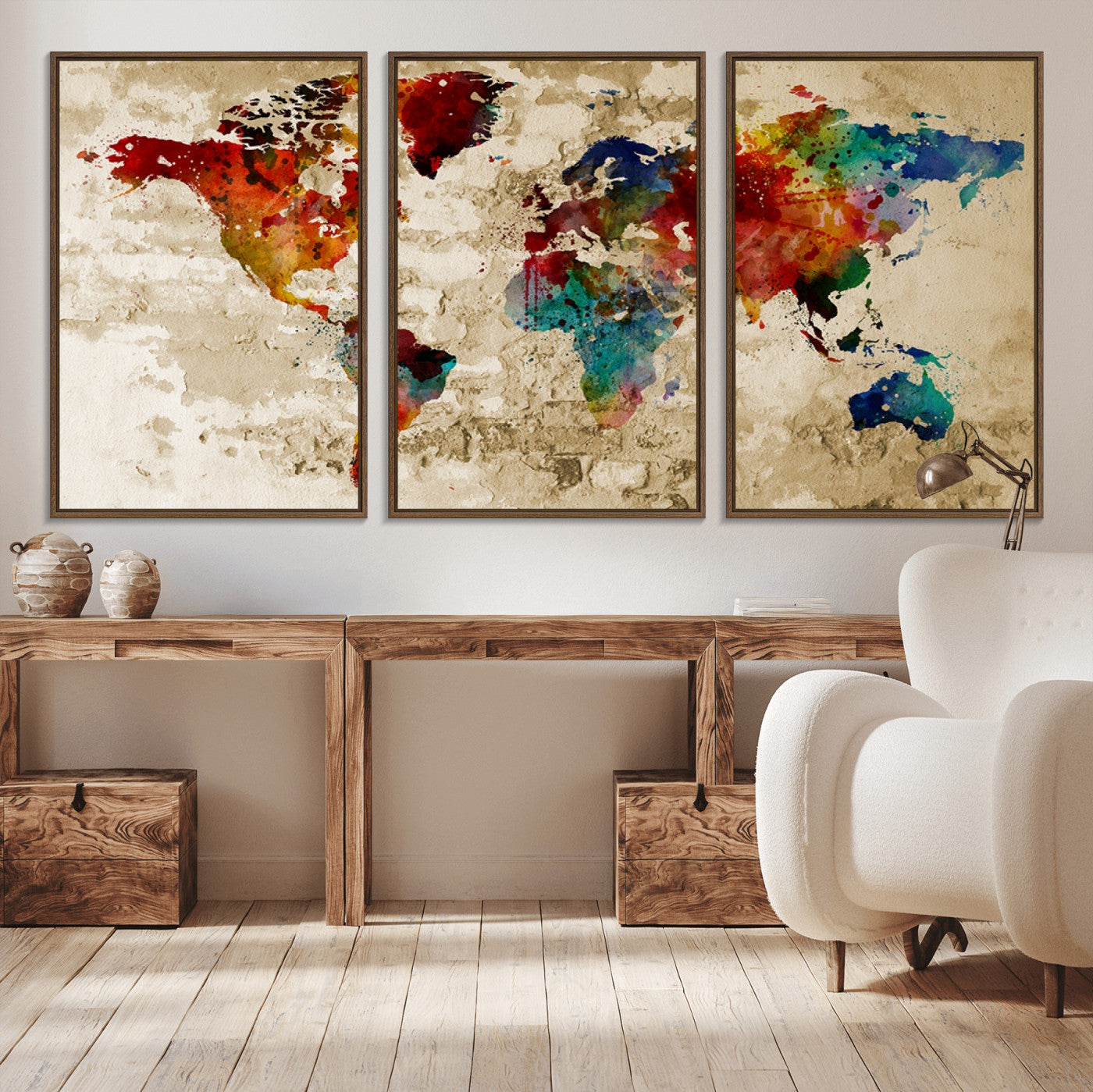 Push Pin World Map Canvas Print – Framed Wall Art for Couples to Track Their Travels – Anniversary Gift or Home Adventure Decor