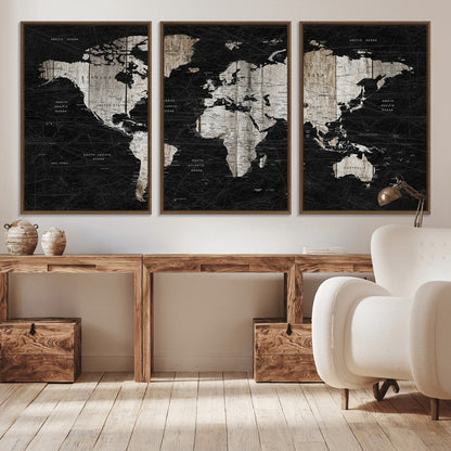 89998-MGV-CV-36X24-Push Pin World Map Canvas Print – Framed Wall Art for Couples to Track Their Travels – Anniversary Gift or Home Adventure Decor
