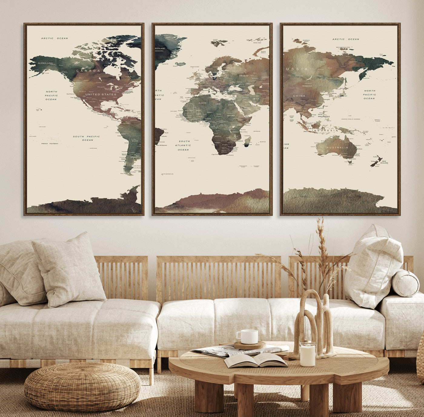 Push Pin World Map Canvas Print – Framed Wall Art for Couples to Track Their Travels – Anniversary Gift or Home Adventure Decor