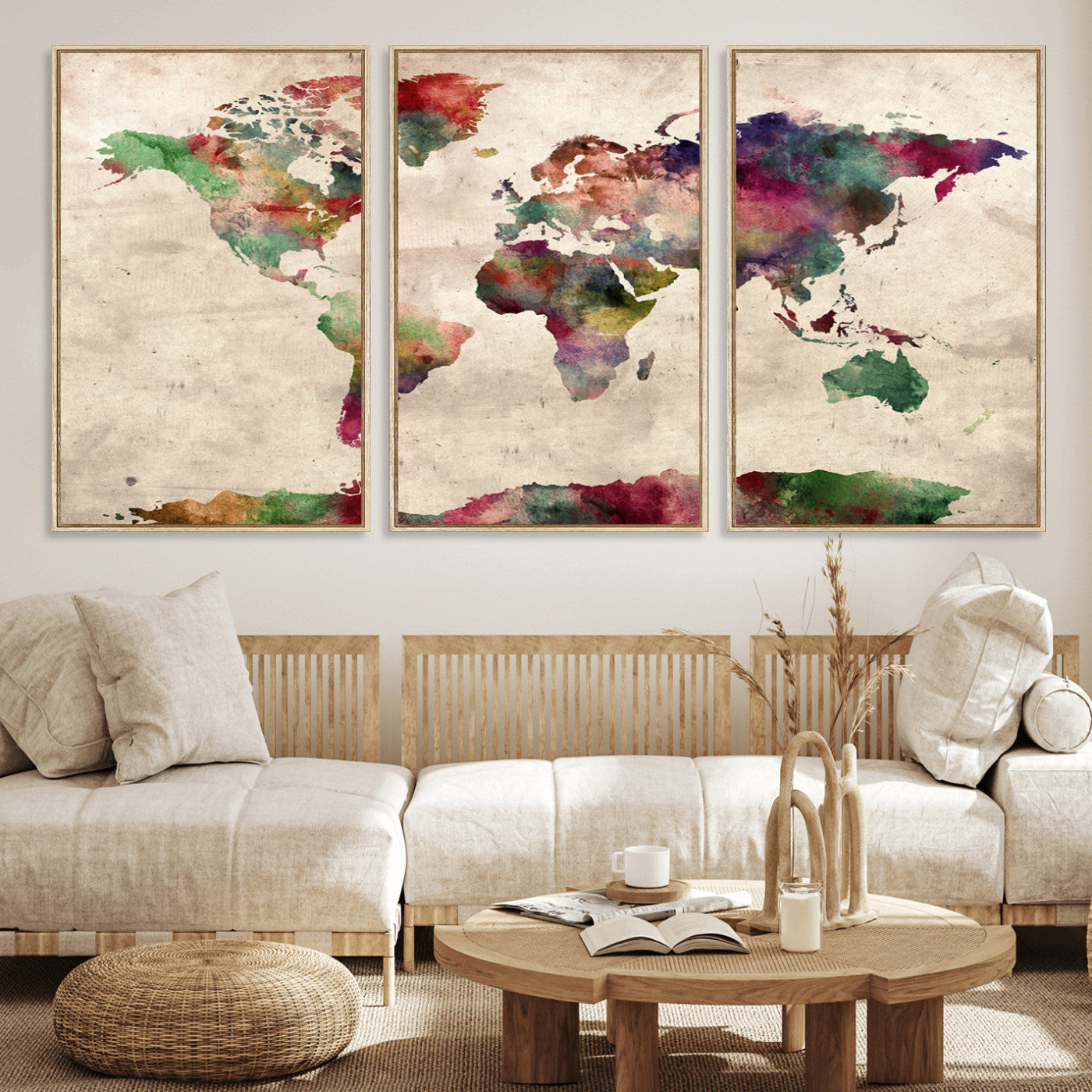 Push Pin World Map Canvas Print – Framed Wall Art for Couples to Track Their Travels – Anniversary Gift or Home Adventure Decor