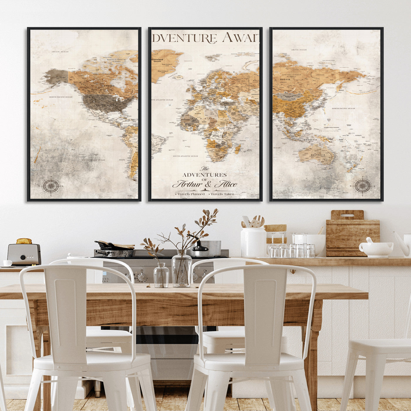 99422096-MGV-FC-60X30-3P_Black-Custom Push Pin World Map Wall Canvas Print – Personalized Travel Tracker with Pins – Framed Custom Quotie Canvas for Home Office Decor