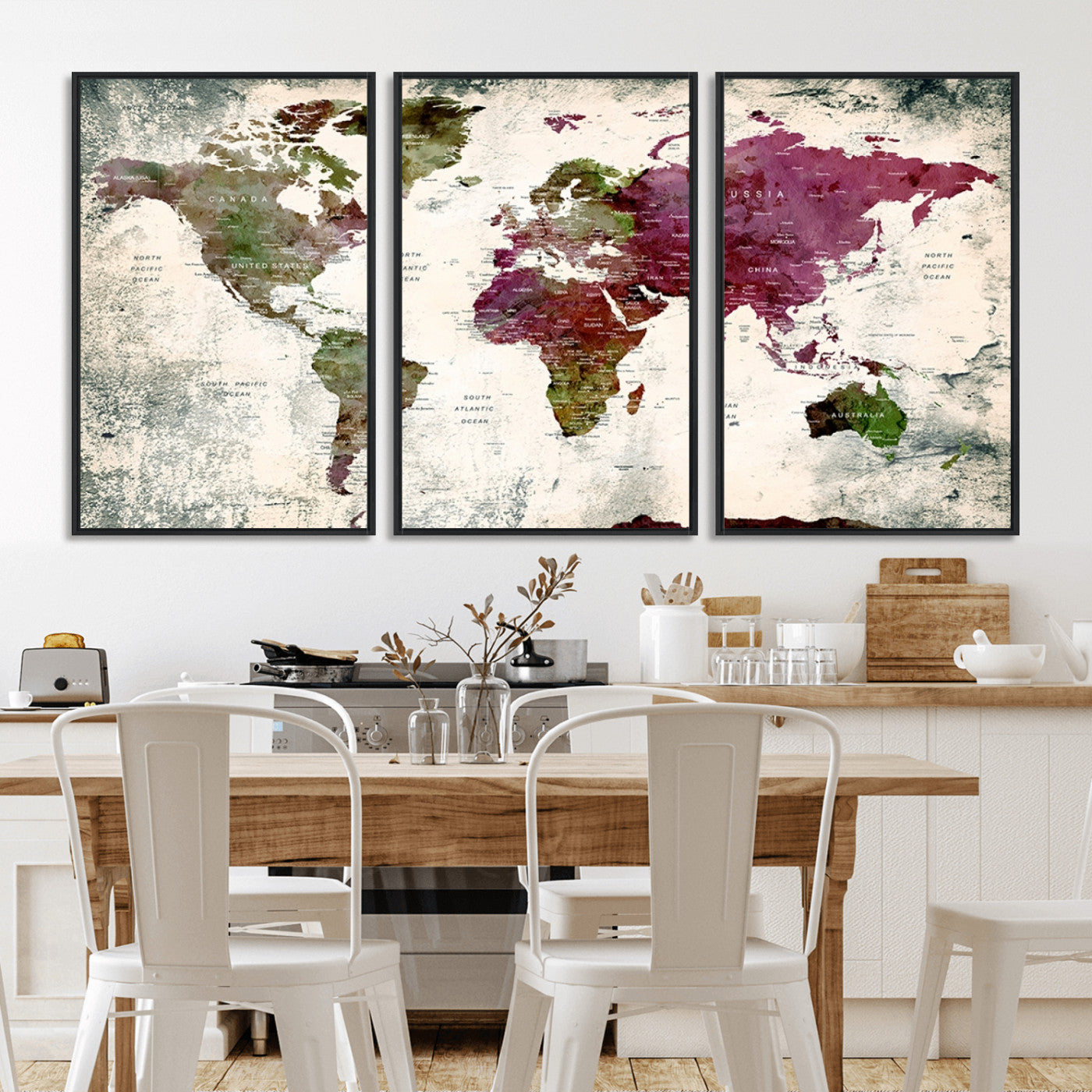 Push Pin World Map Canvas Print – Framed Wall Art for Couples to Track Their Travels – Anniversary Gift or Home Adventure Decor