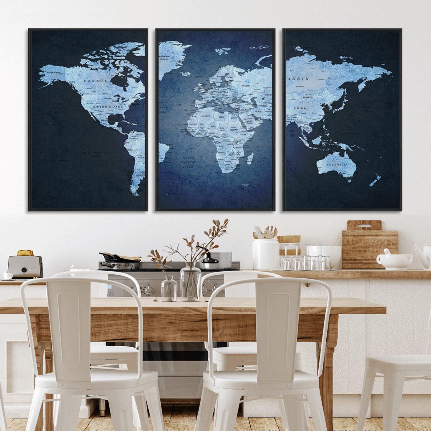 Push Pin World Map Canvas Print – Framed Wall Art for Couples to Track Their Travels – Anniversary Gift or Home Adventure Decor