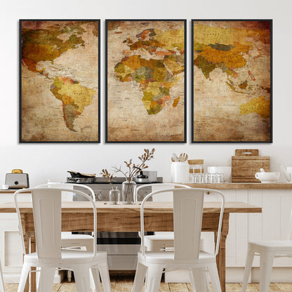 Push Pin World Map Canvas Print – Framed Wall Art for Couples to Track Their Travels – Anniversary Gift or Home Adventure Decor