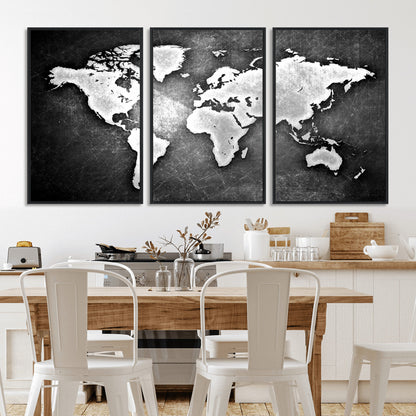 34390-MGV-FC-60X30-3P_Black-World Map Wall Art Canvas Print – Framed Wall Art for Anniversary Gift or Home Adventure Decor