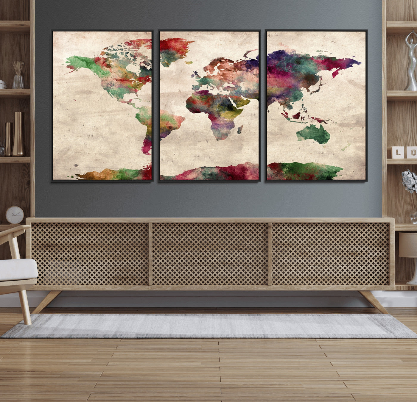 Push Pin World Map Canvas Print – Framed Wall Art for Couples to Track Their Travels – Anniversary Gift or Home Adventure Decor