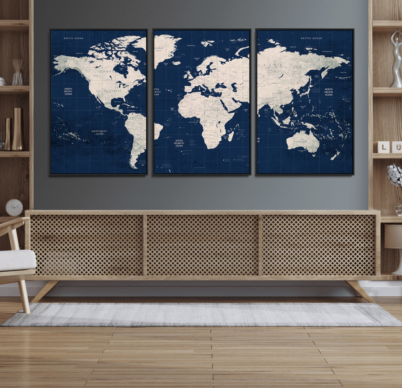 Push Pin World Map Canvas Print – Framed Wall Art for Couples to Track Their Travels – Anniversary Gift or Home Adventure Decor