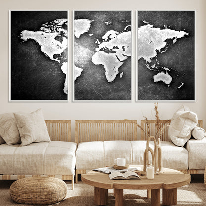 34390-MGV-CV-36X24-World Map Wall Art Canvas Print – Framed Wall Art for Anniversary Gift or Home Adventure Decor