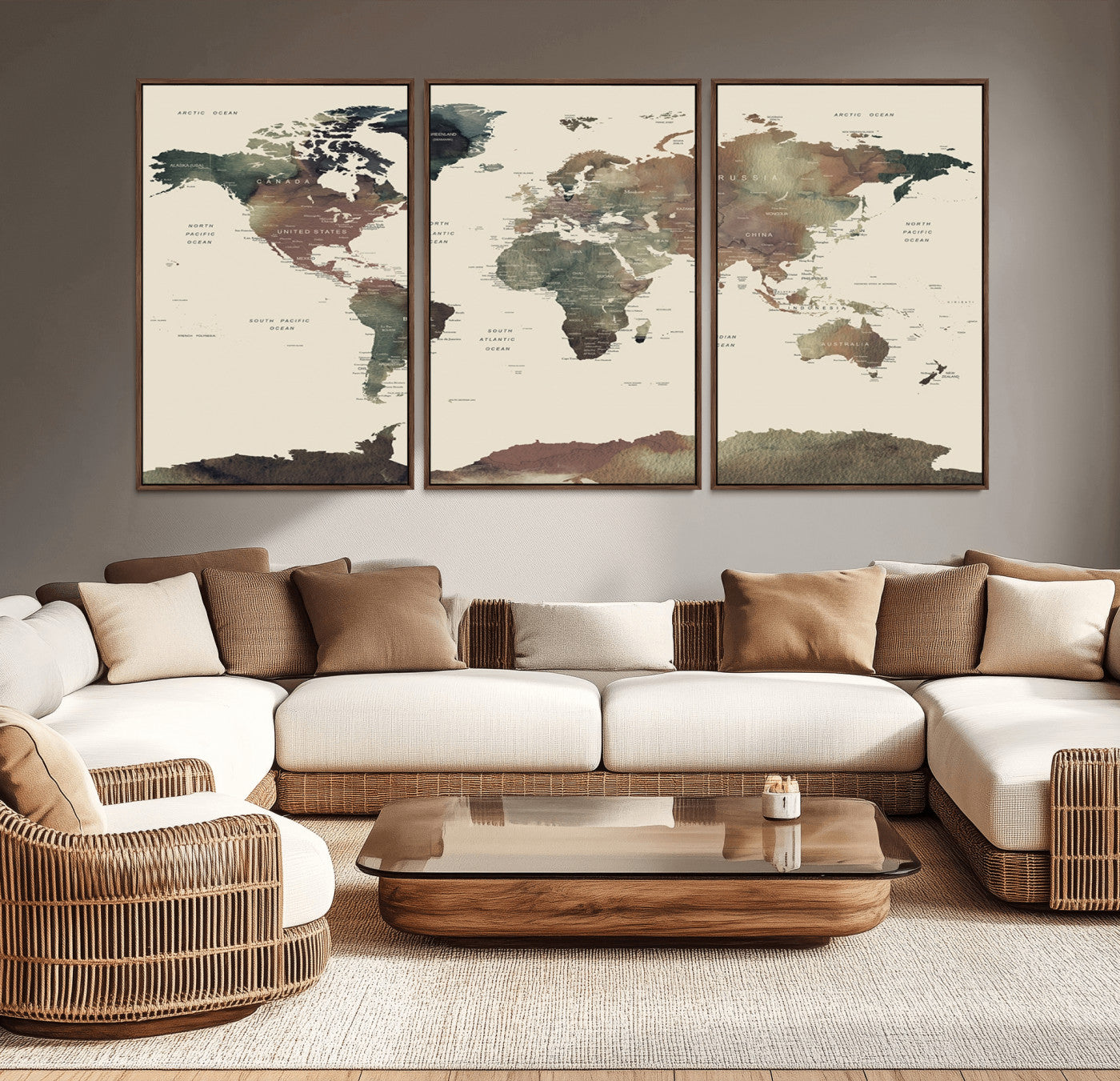 Push Pin World Map Canvas Print – Framed Wall Art for Couples to Track Their Travels – Anniversary Gift or Home Adventure Decor