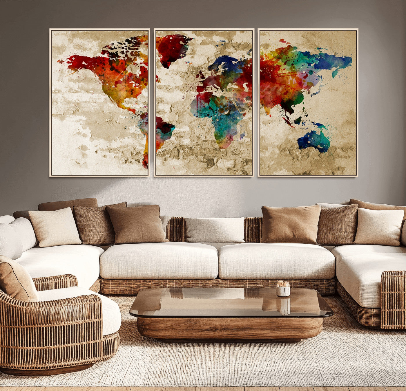 Push Pin World Map Canvas Print – Framed Wall Art for Couples to Track Their Travels – Anniversary Gift or Home Adventure Decor
