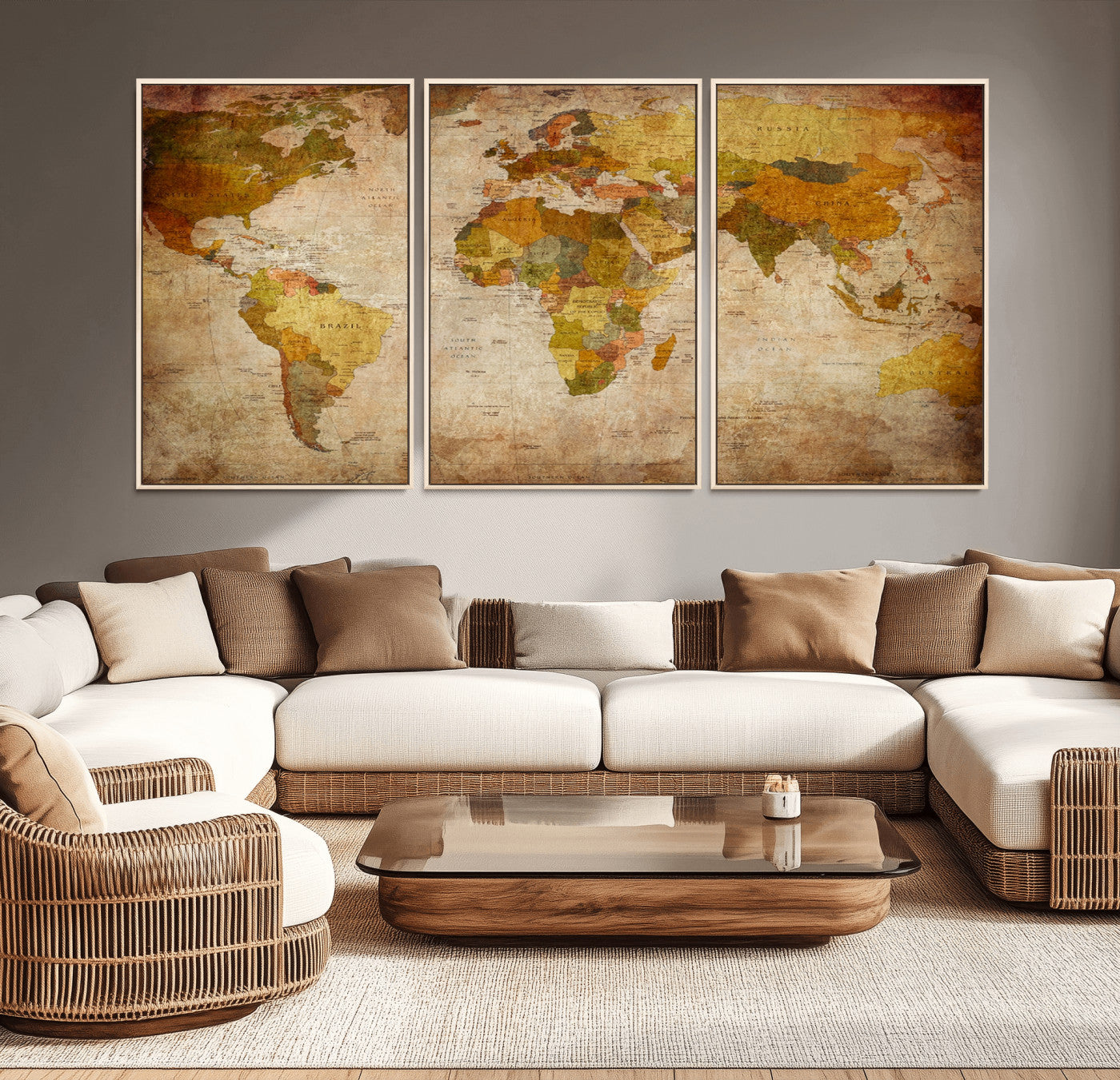 Push Pin World Map Canvas Print – Framed Wall Art for Couples to Track Their Travels – Anniversary Gift or Home Adventure Decor