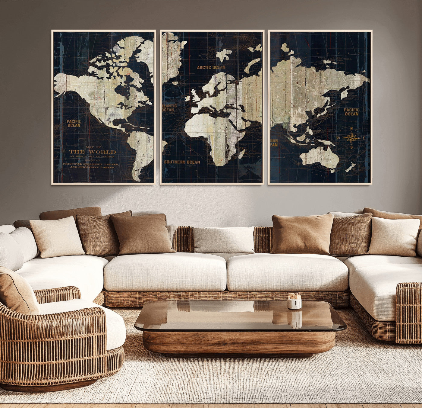 Push Pin World Map Canvas Print – Framed Wall Art for Couples to Track Their Travels – Anniversary Gift or Home Adventure Decor