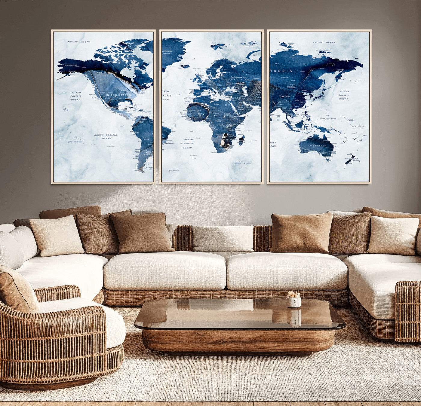 Push Pin World Map Canvas Print – Framed Wall Art for Couples to Track Their Travels – Anniversary Gift or Home Adventure Decor