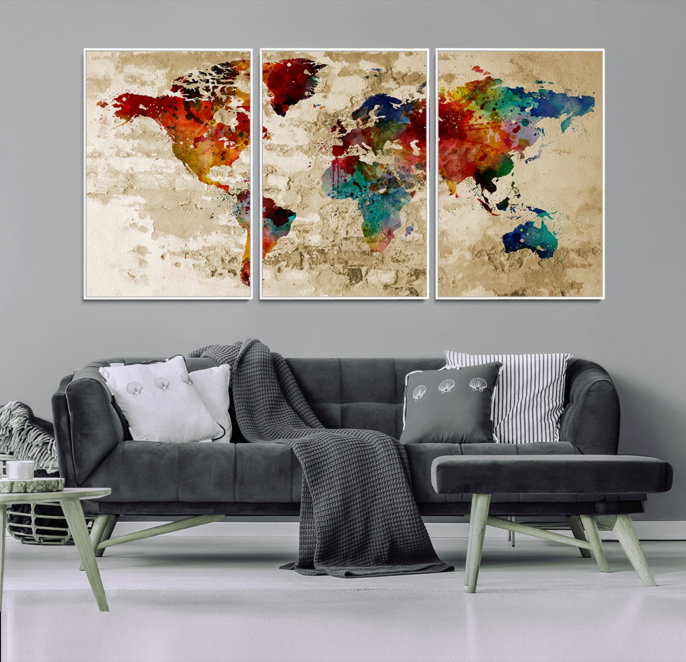 Push Pin World Map Canvas Print – Framed Wall Art for Couples to Track Their Travels – Anniversary Gift or Home Adventure Decor