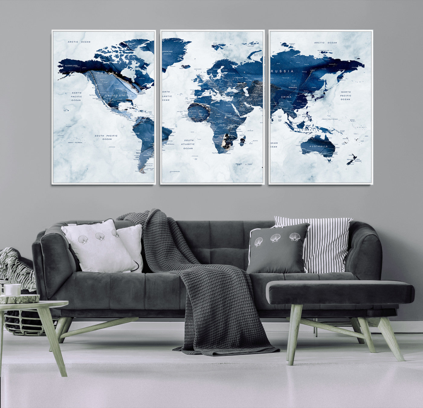 Push Pin World Map Canvas Print – Framed Wall Art for Couples to Track Their Travels – Anniversary Gift or Home Adventure Decor