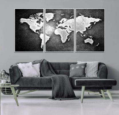 34390-MGV-FC-60X30-3P_White-World Map Wall Art Canvas Print – Framed Wall Art for Anniversary Gift or Home Adventure Decor