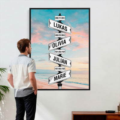 79027171-_Poster-30x20 - Personalized Street Sign Canvas Wall Art, Custom Family Names Signpost Print