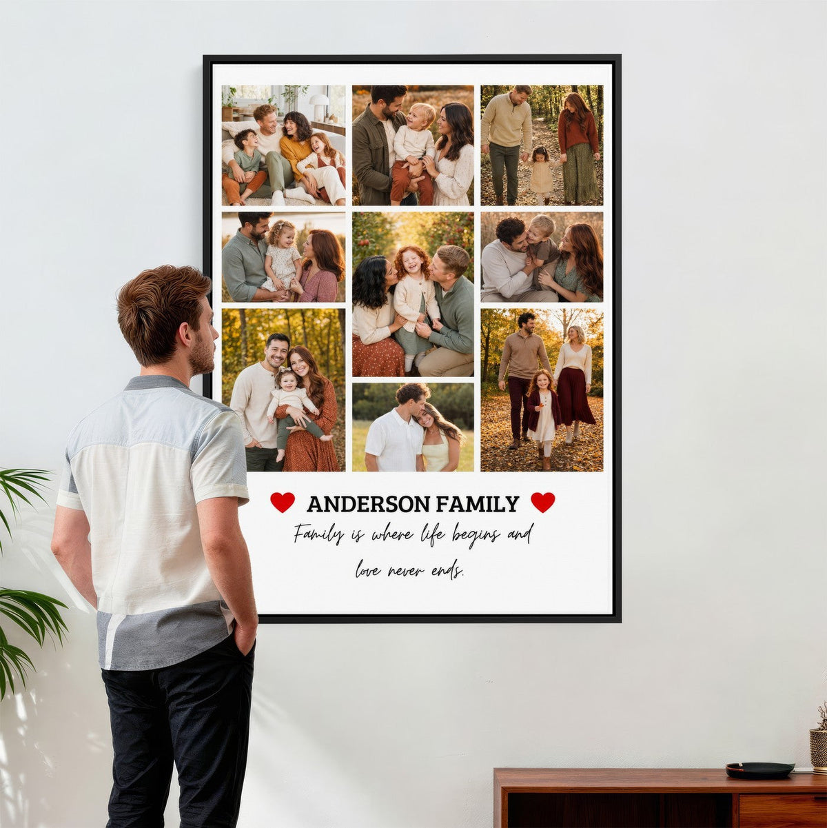 Custom family name collage, print option