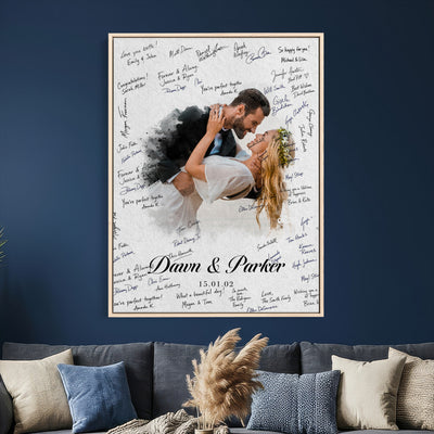 38010783-MGV-CV-24X36 - Wedding Guest Book Alternative Wall Art Canvas Print, Personalized Couple Photo Guestbook