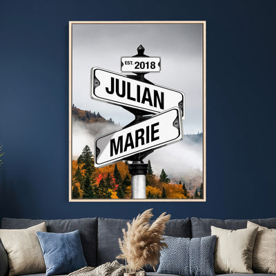 21375959-_Poster-30x20 - Personalized Street Sign Canvas Wall Art, Custom Family Names Signpost Print