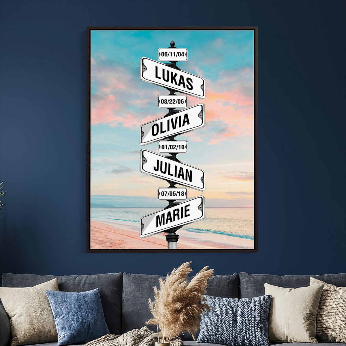 79027171-_Poster-30x20 - Personalized Street Sign Canvas Wall Art, Custom Family Names Signpost Print