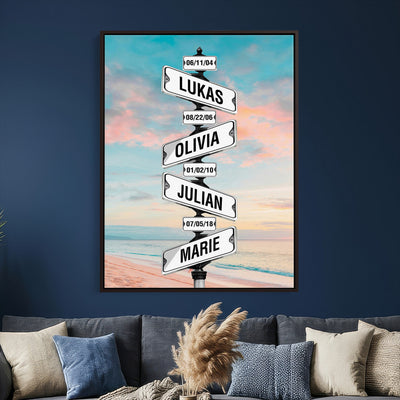 79027171-_Poster-30x20 - Personalized Street Sign Canvas Wall Art, Custom Family Names Signpost Print
