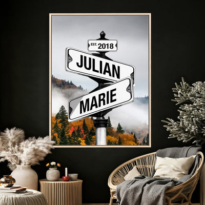 21375959-_Poster-30x20 - Personalized Street Sign Canvas Wall Art, Custom Family Names Signpost Print