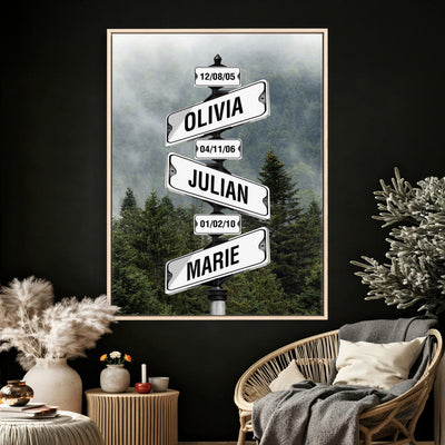 78367502-_Poster-30x20 - Personalized Street Sign Canvas Wall Art, Custom Family Names Signpost Print