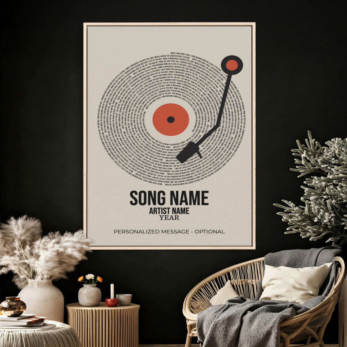 96475288Plak-_Poster-30x20 - Song Lyrics Record Canvas Print – Personalized Vinyl Style Photo Wall Art