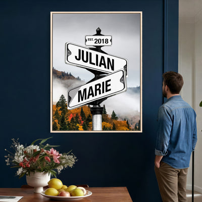 21375959-_Poster-30x20 - Personalized Street Sign Canvas Wall Art, Custom Family Names Signpost Print