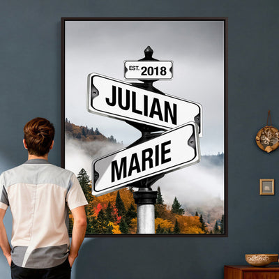 21375959-_Poster-30x20 - Personalized Street Sign Canvas Wall Art, Custom Family Names Signpost Print