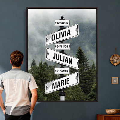 78367502-_Poster-30x20 - Personalized Street Sign Canvas Wall Art, Custom Family Names Signpost Print