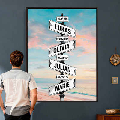 79027171-_Poster-30x20 - Personalized Street Sign Canvas Wall Art, Custom Family Names Signpost Print