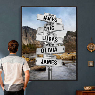 96475288-_Poster-30x20 - Personalized Street Sign Canvas Wall Art, Custom Family Names Signpost Print
