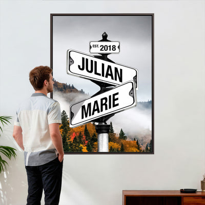 21375959-_Poster-30x20 - Personalized Street Sign Canvas Wall Art, Custom Family Names Signpost Print