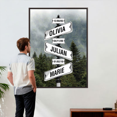 78367502-_Poster-30x20 - Personalized Street Sign Canvas Wall Art, Custom Family Names Signpost Print
