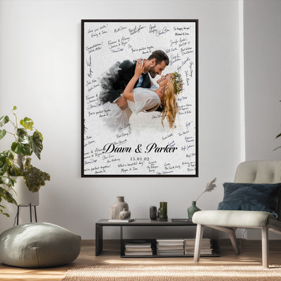 38010783-MGV-CV-24X36 - Wedding Guest Book Alternative Wall Art Canvas Print, Personalized Couple Photo Guestbook