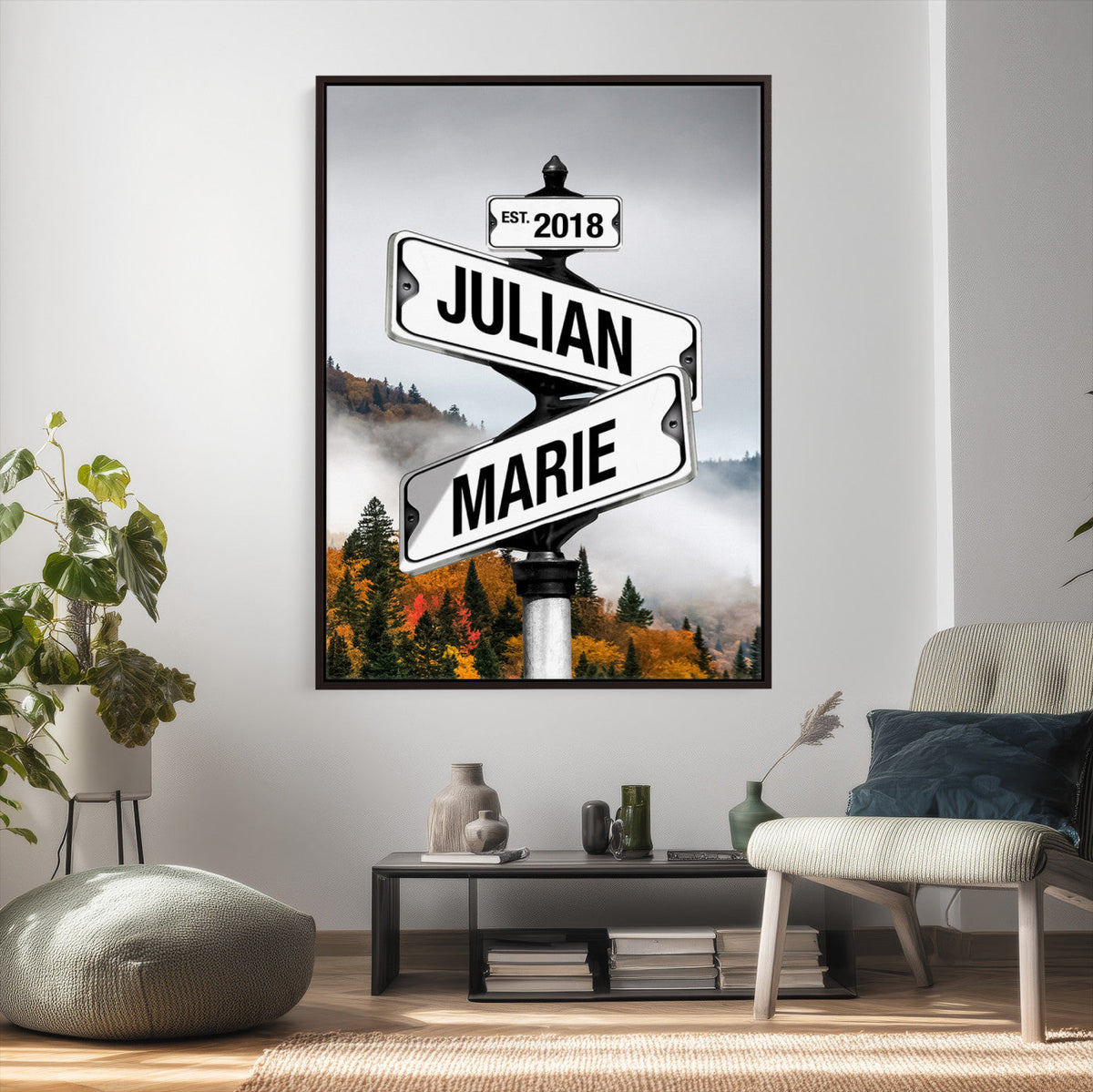 21375959-_Poster-30x20 - Personalized Street Sign Canvas Wall Art, Custom Family Names Signpost Print