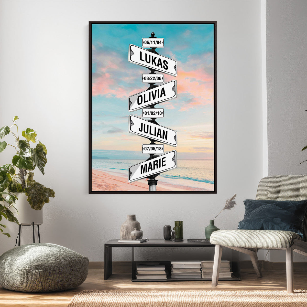 79027171-_Poster-30x20 - Personalized Street Sign Canvas Wall Art, Custom Family Names Signpost Print