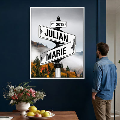 21375959-_Poster-30x20 - Personalized Street Sign Canvas Wall Art, Custom Family Names Signpost Print