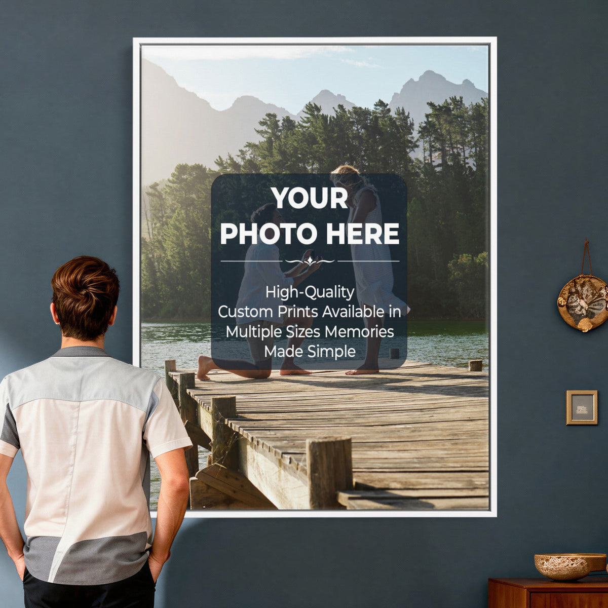 Custom Photo Canvas Print with Frame, Personalized Picture Wall Art