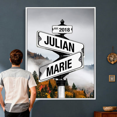 21375959-_Poster-30x20 - Personalized Street Sign Canvas Wall Art, Custom Family Names Signpost Print