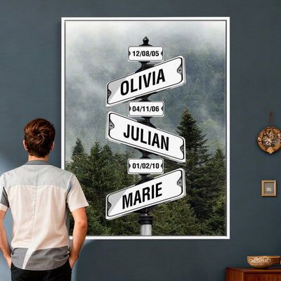 78367502-_Poster-30x20 - Personalized Street Sign Canvas Wall Art, Custom Family Names Signpost Print