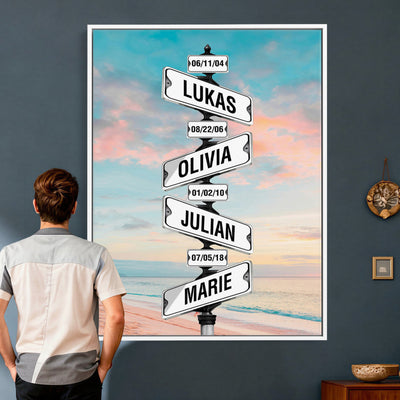 79027171-_Poster-30x20 - Personalized Street Sign Canvas Wall Art, Custom Family Names Signpost Print