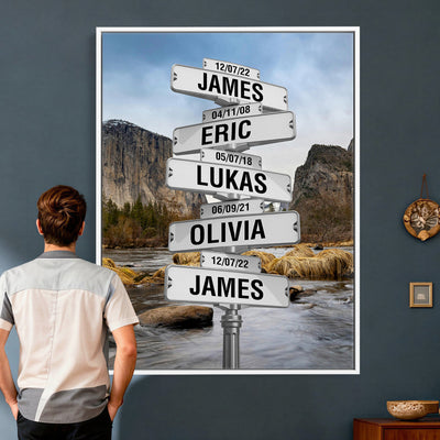 96475288-_Poster-30x20 - Personalized Street Sign Canvas Wall Art, Custom Family Names Signpost Print