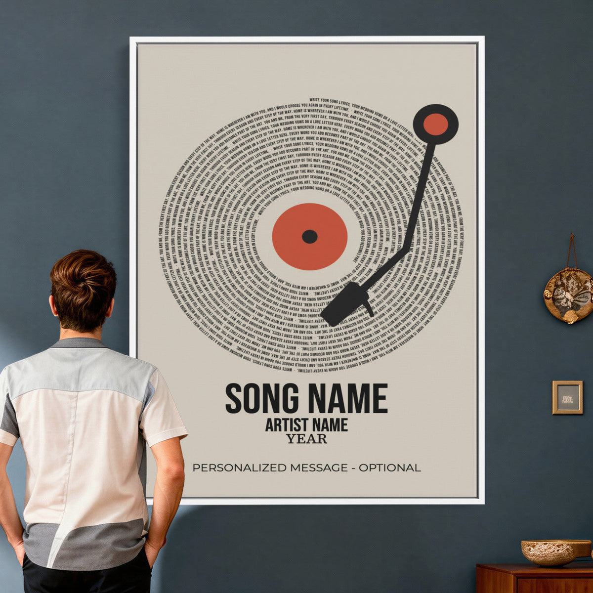 96475288Plak-_Poster-30x20 - Song Lyrics Record Canvas Print – Personalized Vinyl Style Photo Wall Art