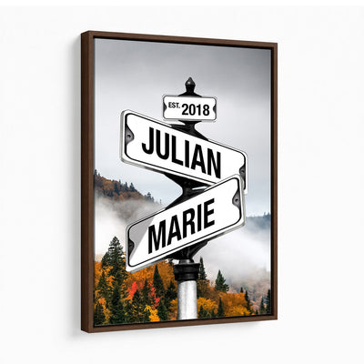 21375959-_Poster-30x20 - Personalized Street Sign Canvas Wall Art, Custom Family Names Signpost Print